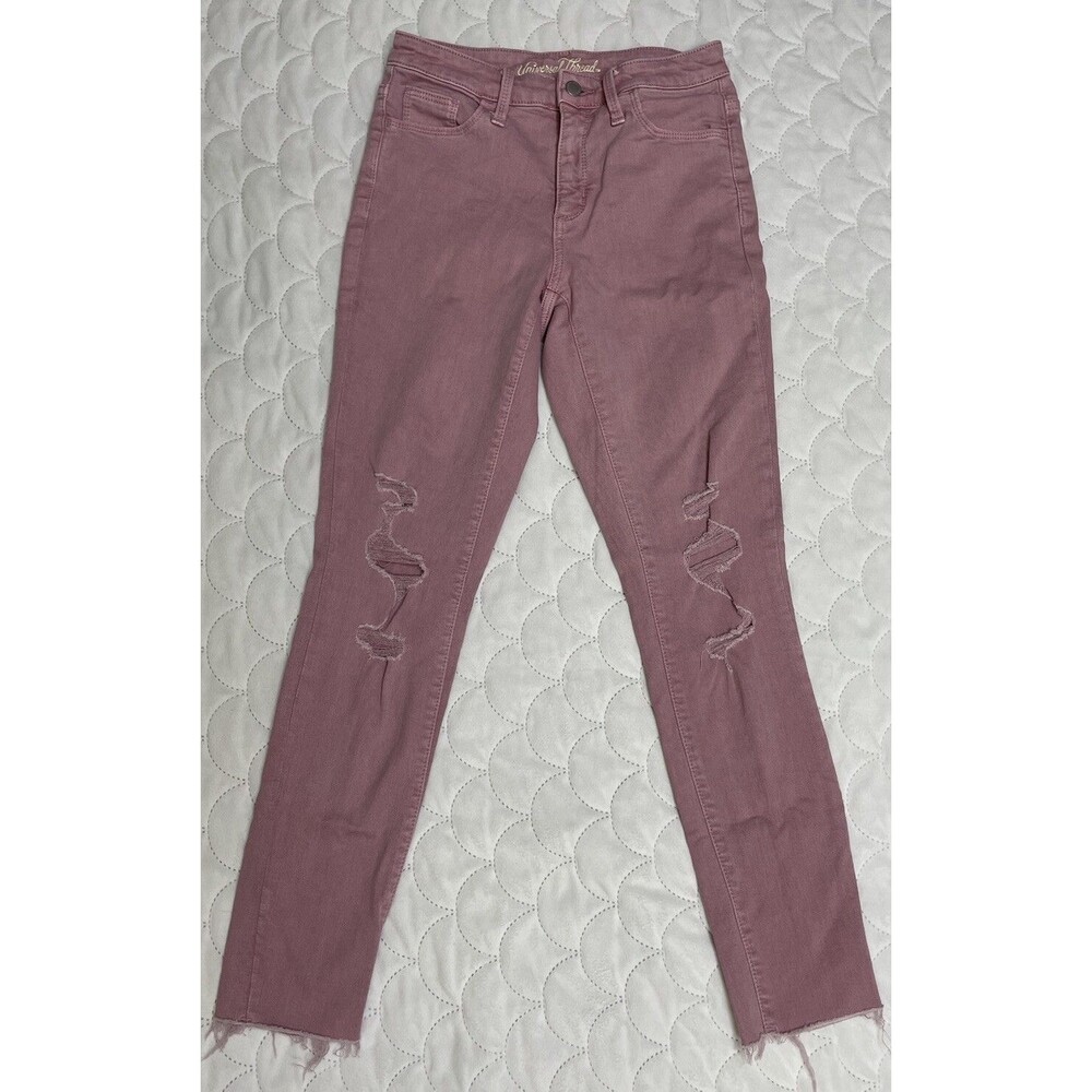 Universal Thread Women’s 00/24R High Rise Skinny Jeans Ripped Pink